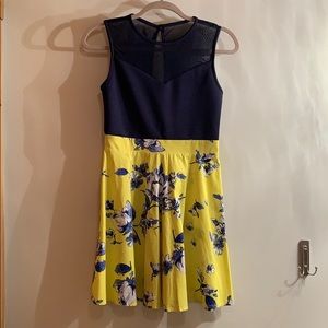 Navy and yellow floral dress